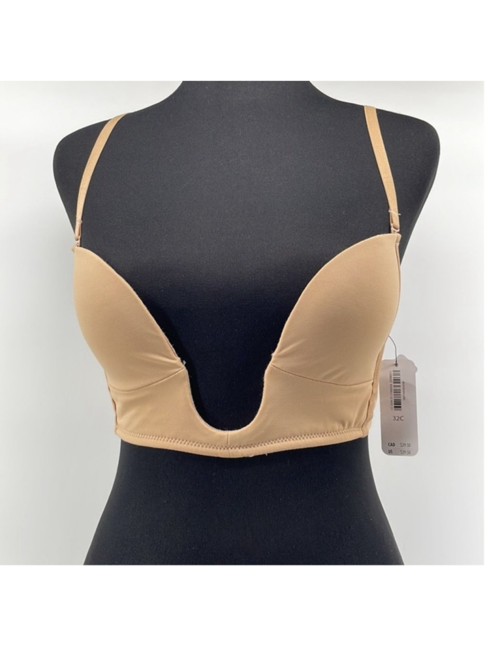 La Senza deep plunge bra NWT nude convertible no show bra low back sz 32 C